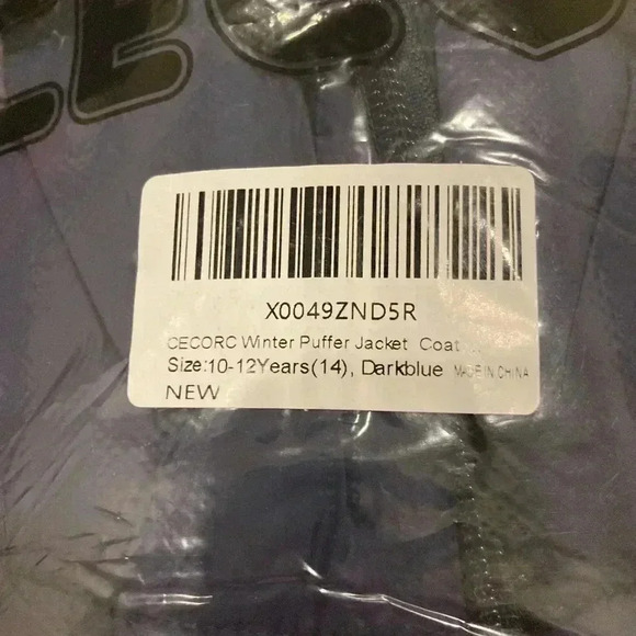 New Cecorc Boy’s Puffer Jacket Coat Dark Blue Size 10-12 NWT - Picture 10 of 10